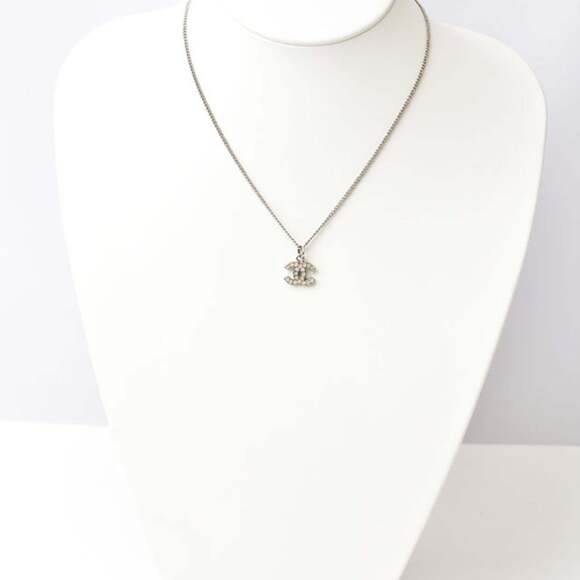 CHANEL Authentic White Logo Necklace